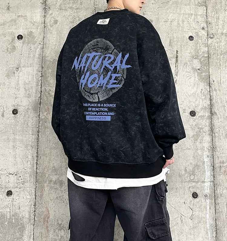 American Style Hip Hop Foam Print Sweatshirt
