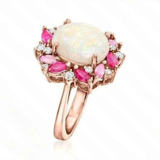 Delicate Pink Zirconia Flower Ring