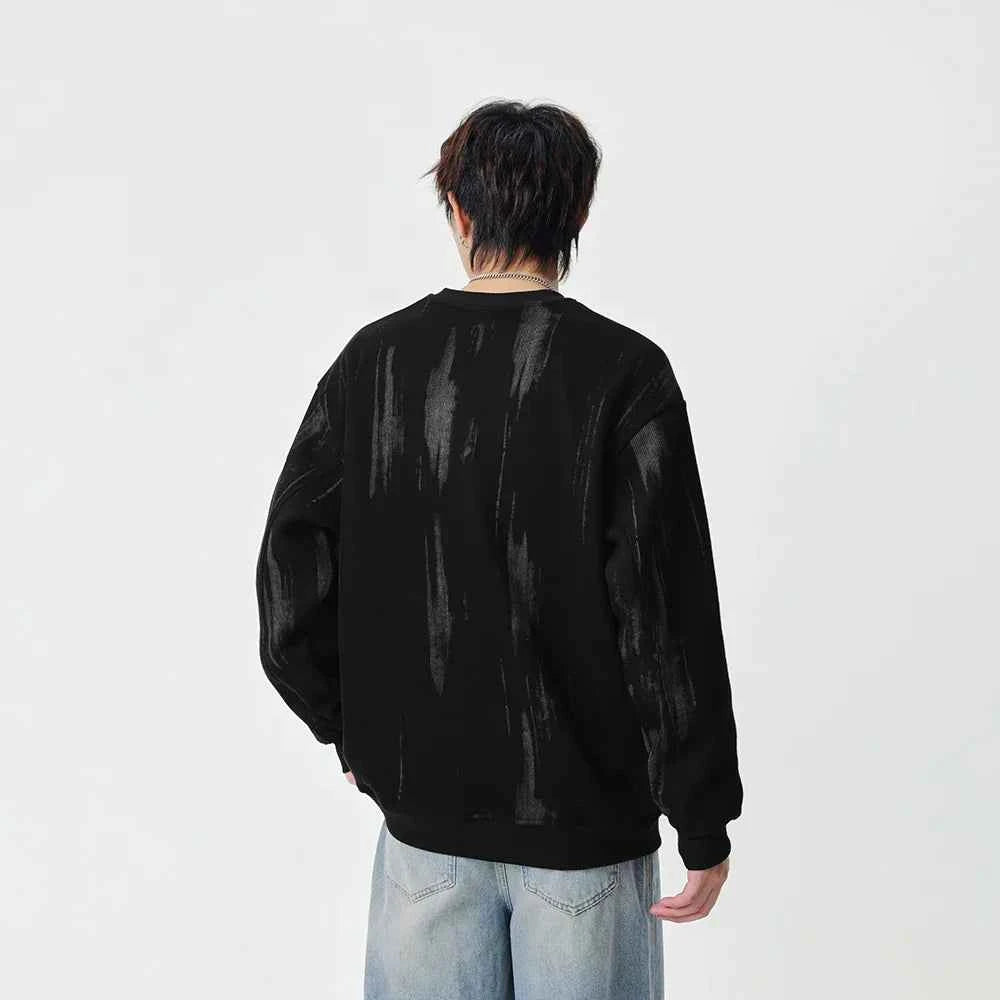 Streetwear Distressed Crew Neck Sweatshirt