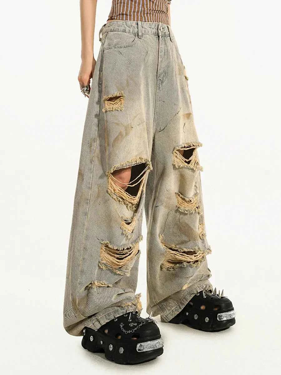 Streetwear Solid Loose Chic High Waist Jeans