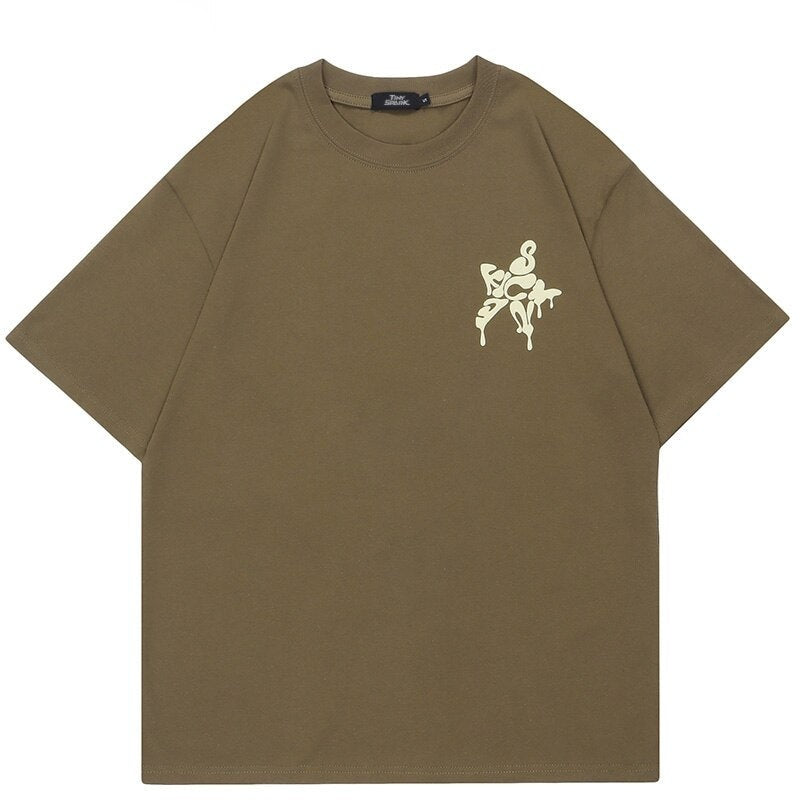 Star Shape Melting Letter Graphic T-Shirt