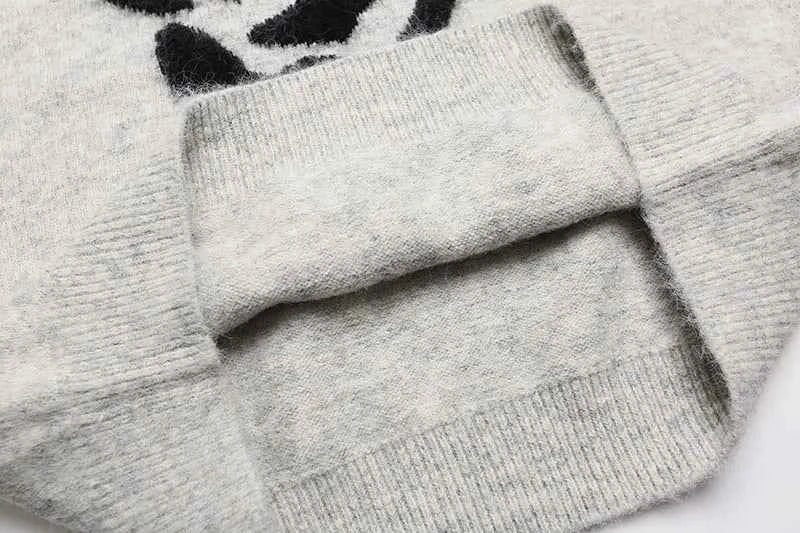 Rose Graphic Oversized Casual Knitwear Sweater