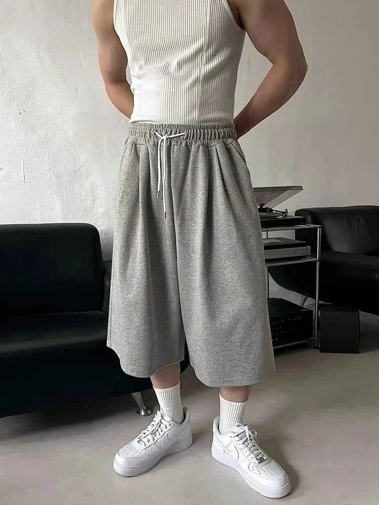Soft Gray Loose Casual Drawstring Jorts