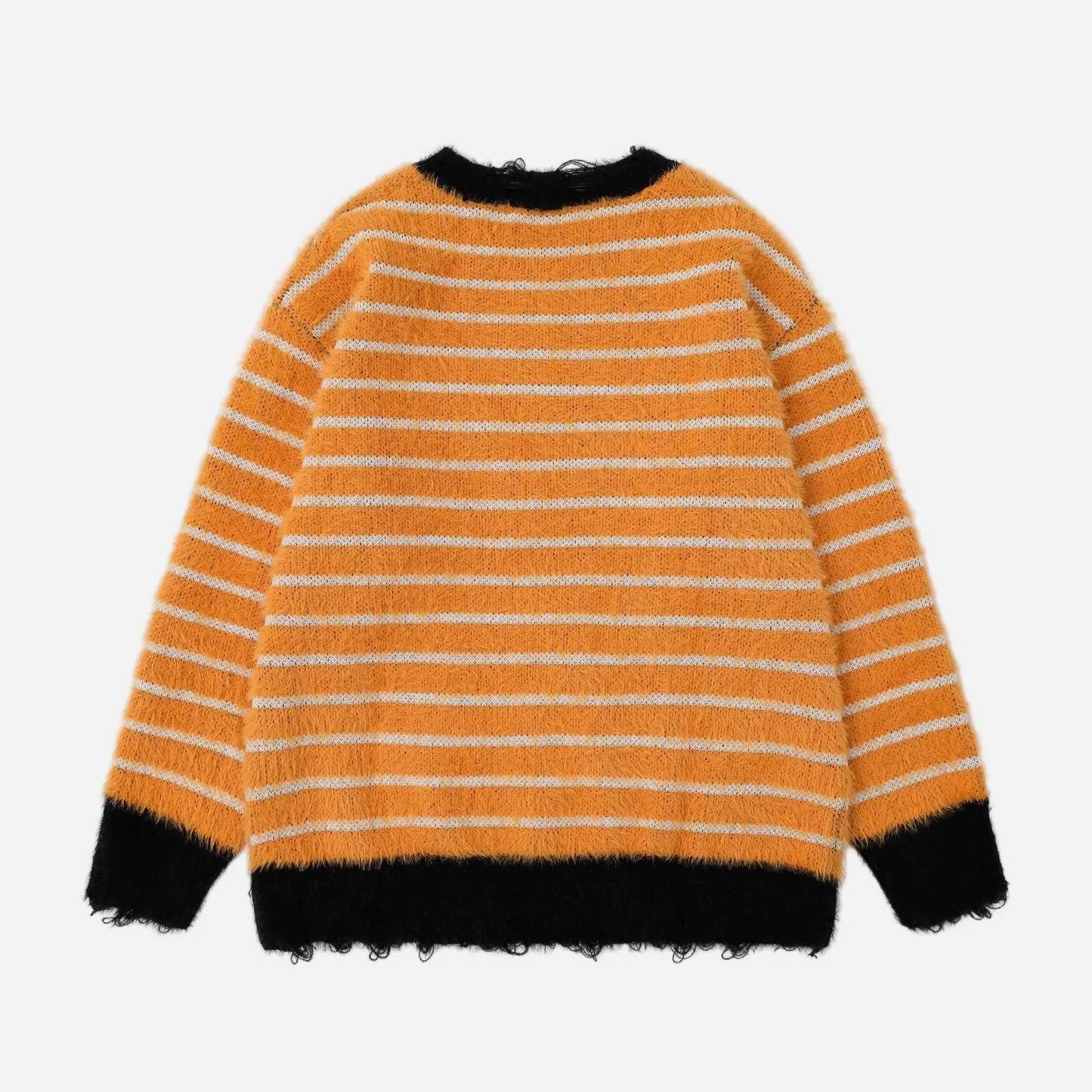 Cozy Striped with Scarf Knitwear Sweater