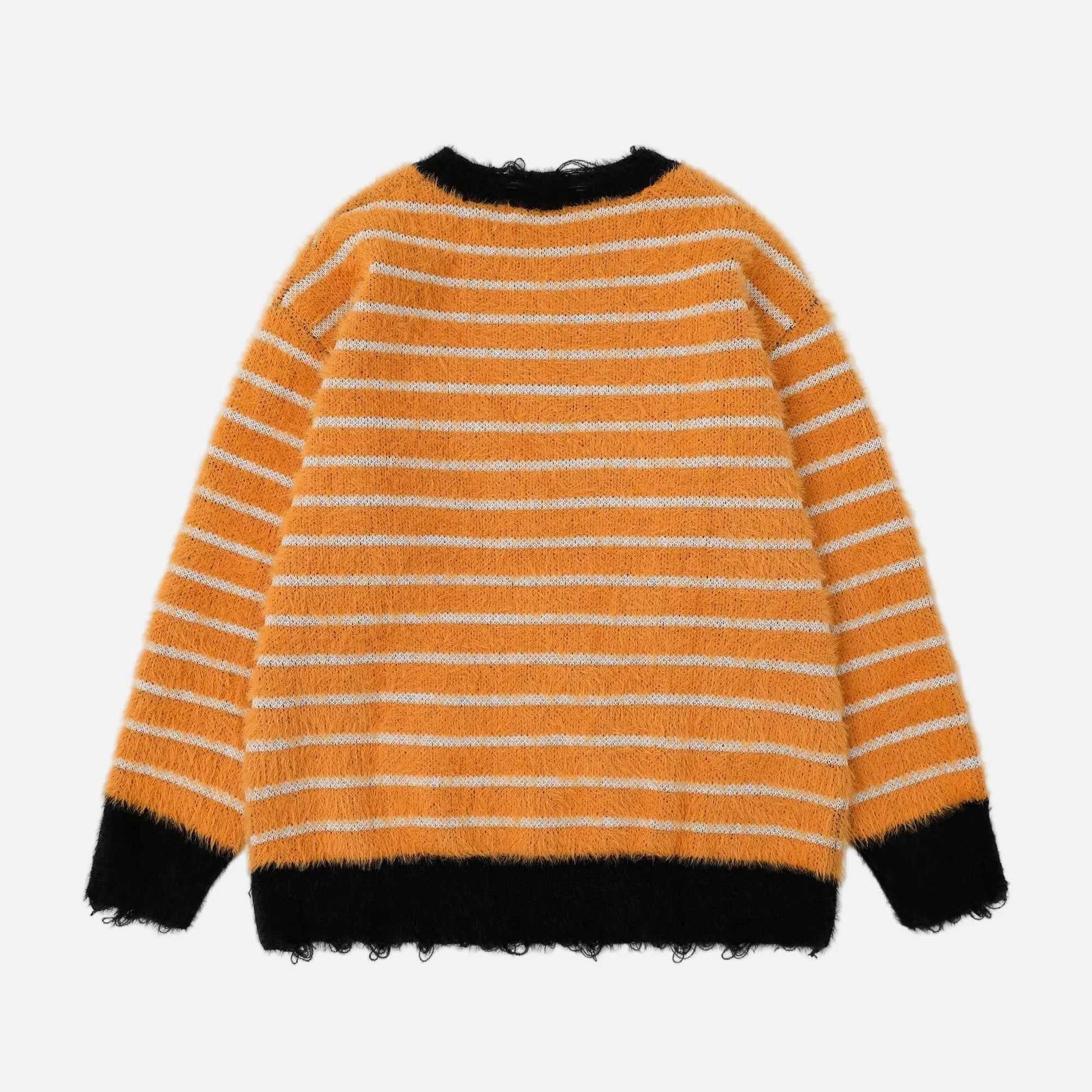 Cozy Striped with Scarf Knitwear Sweater