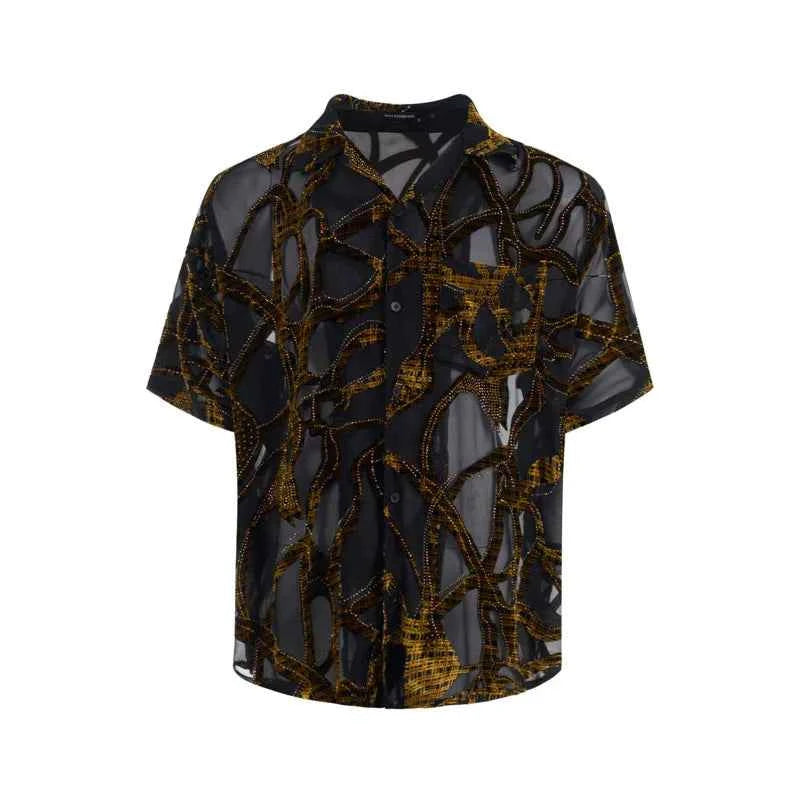 Diamond Snake Lapel Loose Short Sleeve Shirt