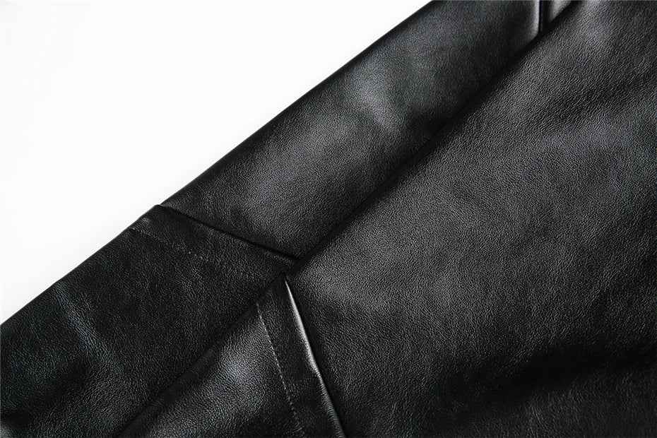 Streetwear Stylish Patchwork Black Leather Varsity Jacket
