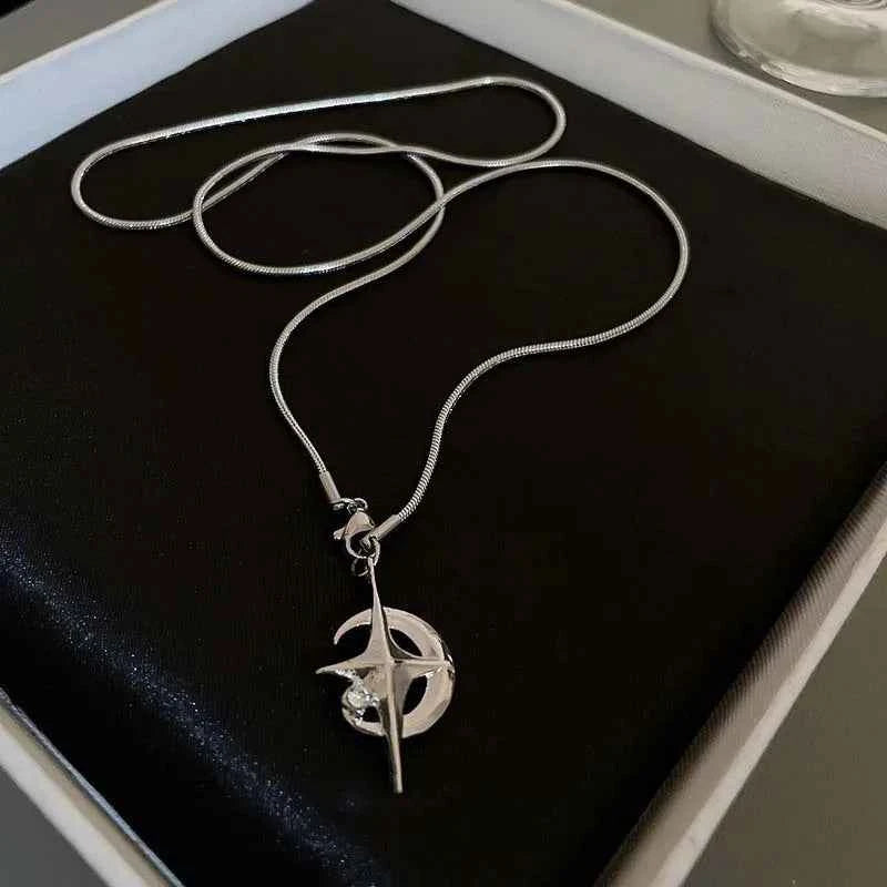 Y2K Crystal Star Pendants Necklace
