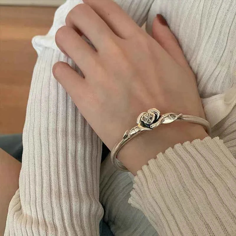 Vintage Rose Flower Geometric Punk Bracelet