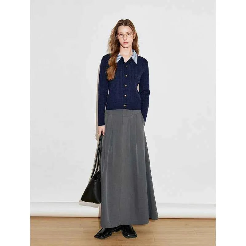 Navy Blue Knitted Button Cardigan