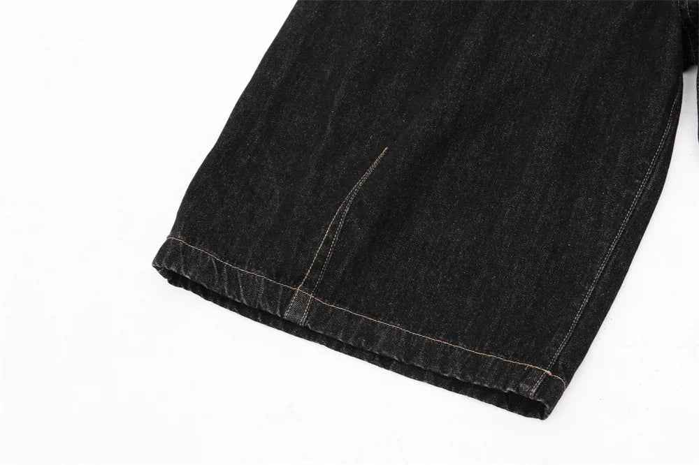 Streetwear Cool Patchwork Loose Fit Denim Short