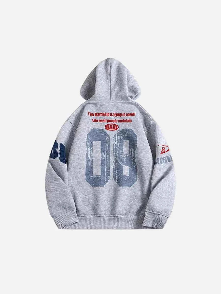 Insulated Embroidered American Style Letter Hoodie