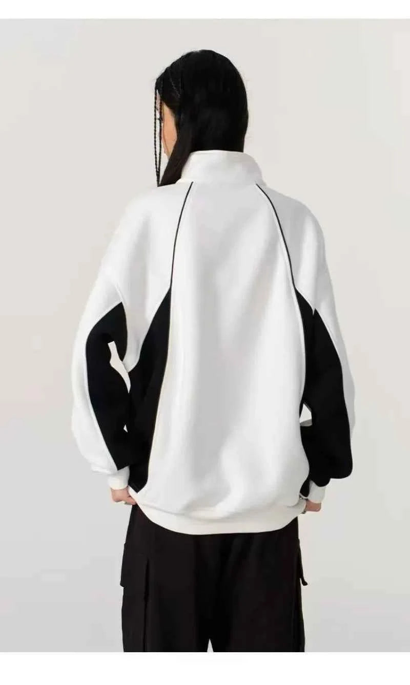 Y2K Streetwear High Collar Casual Long Sleeve Sweatshirt