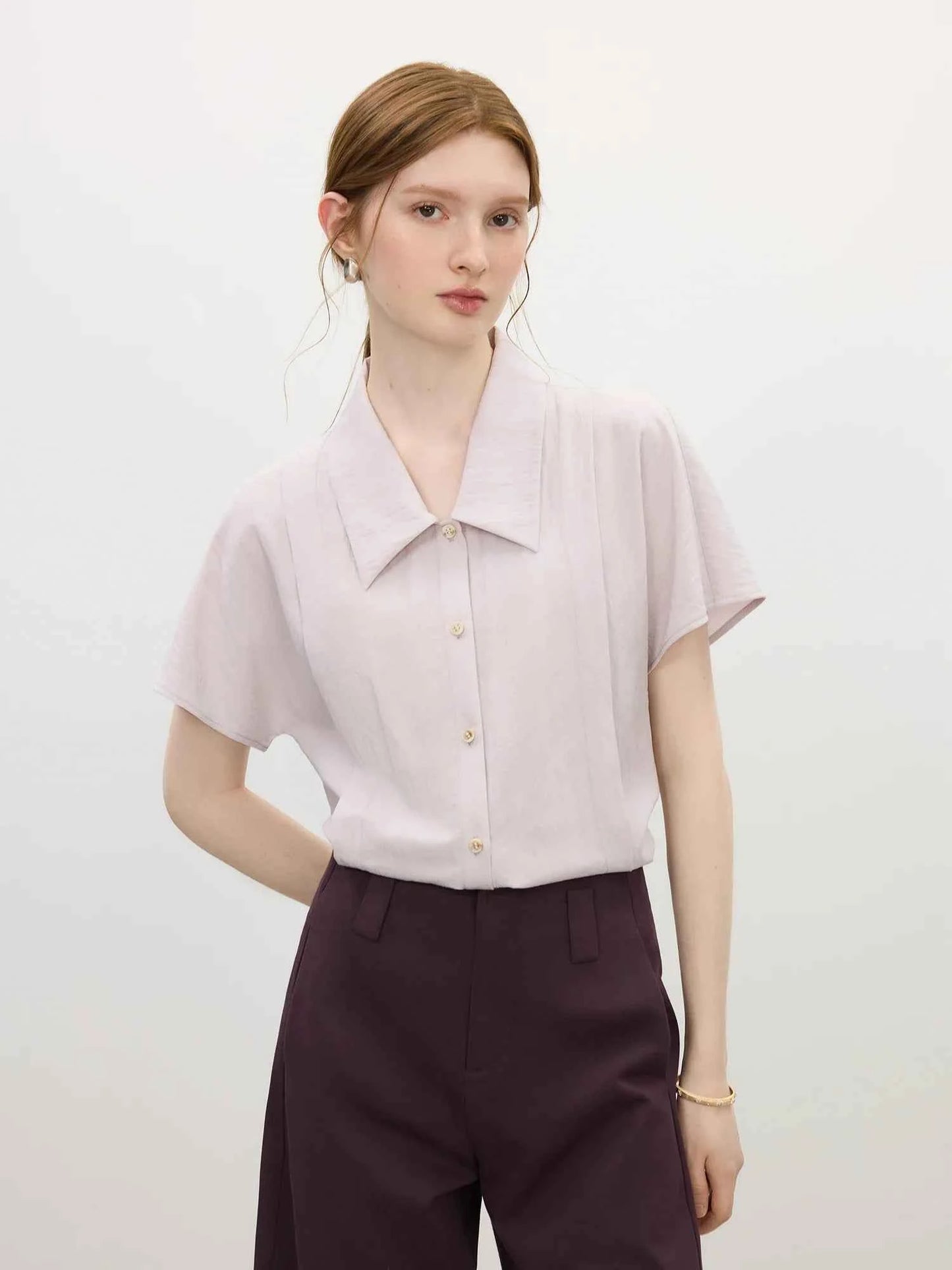 Women Classic Elegant Vintage Lapel Blouse Shirt