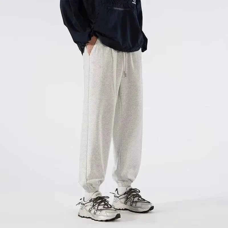 Vintage Letter Embroidered Elastic Waist Sweatpants