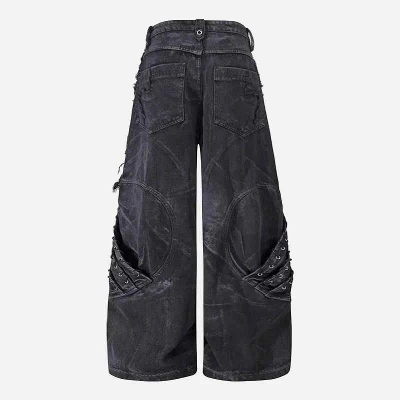 Vintage Ripped Washed Patchwork Denim Jeans