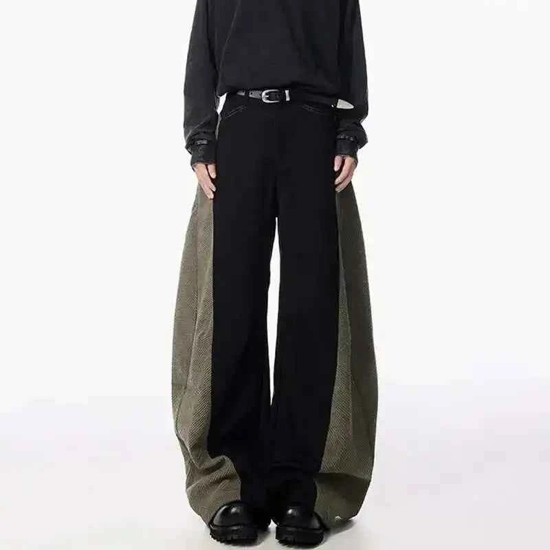 Elegant Black Contrast Loose Fit Jeans
