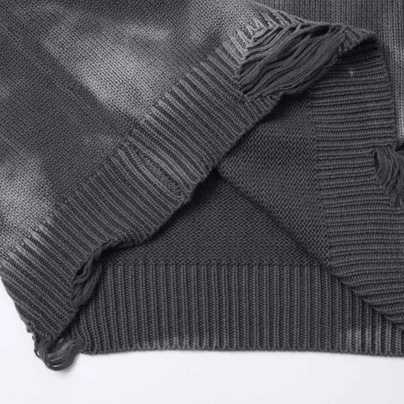 Y2K Signature Grunge Oversized Ripped Knitted Sweater