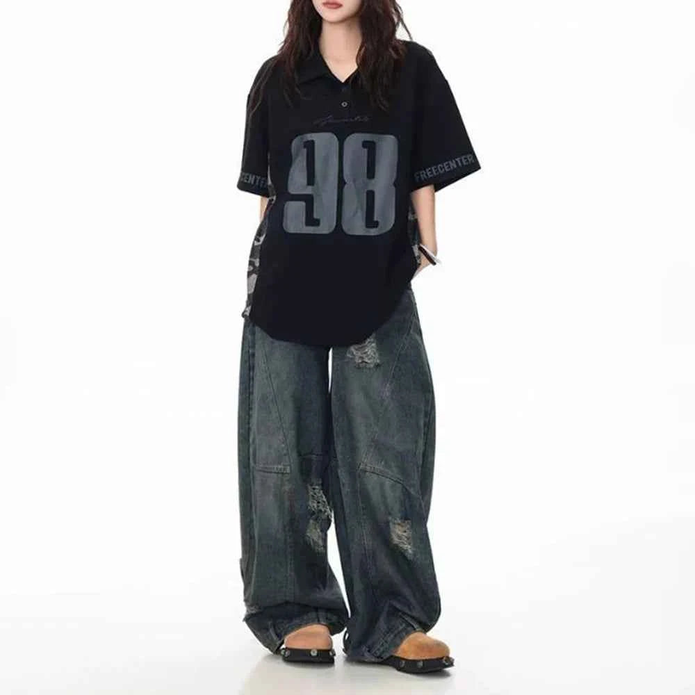 Retro Digital Loose Casual Short-Sleeved T-Shirt