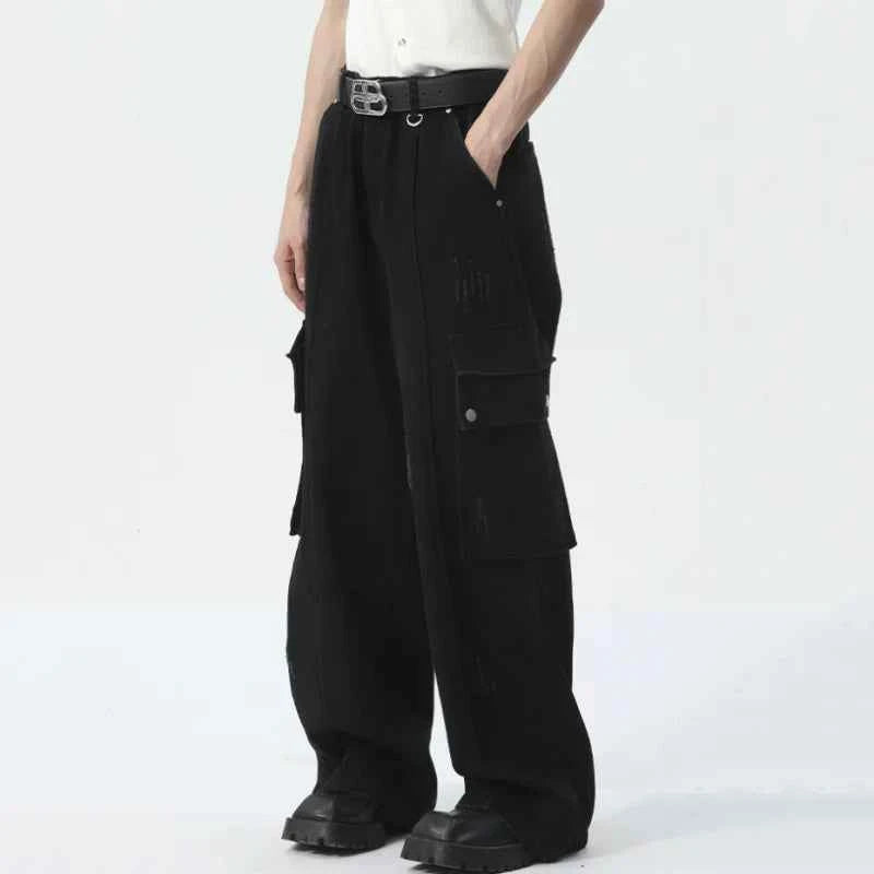Vintage American Style Deconstructed Straight Baggy Pants