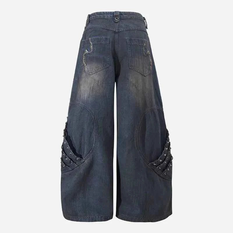 Vintage Ripped Washed Patchwork Denim Jeans