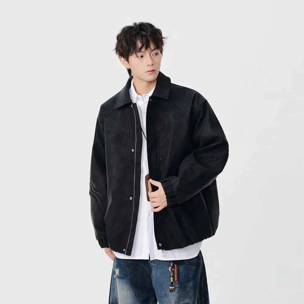 Y2K Trendy Loose Fit Faux Leather Jacket