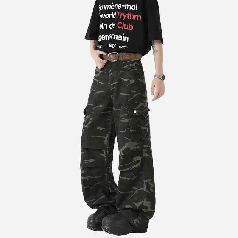 Trendy Camouflage Cargo Straight Leg Pants