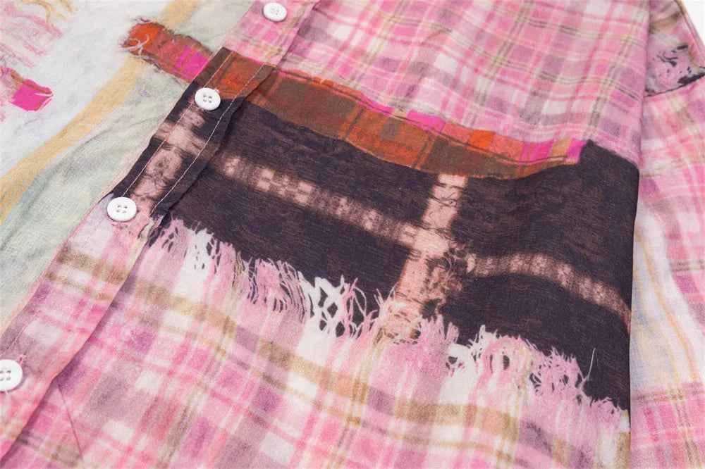 Plaid Autumn Loose Lapel Long Sleeve Shirt