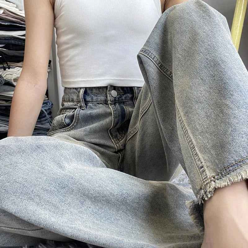 Vintage Retro Wide Leg High Waisted Jeans