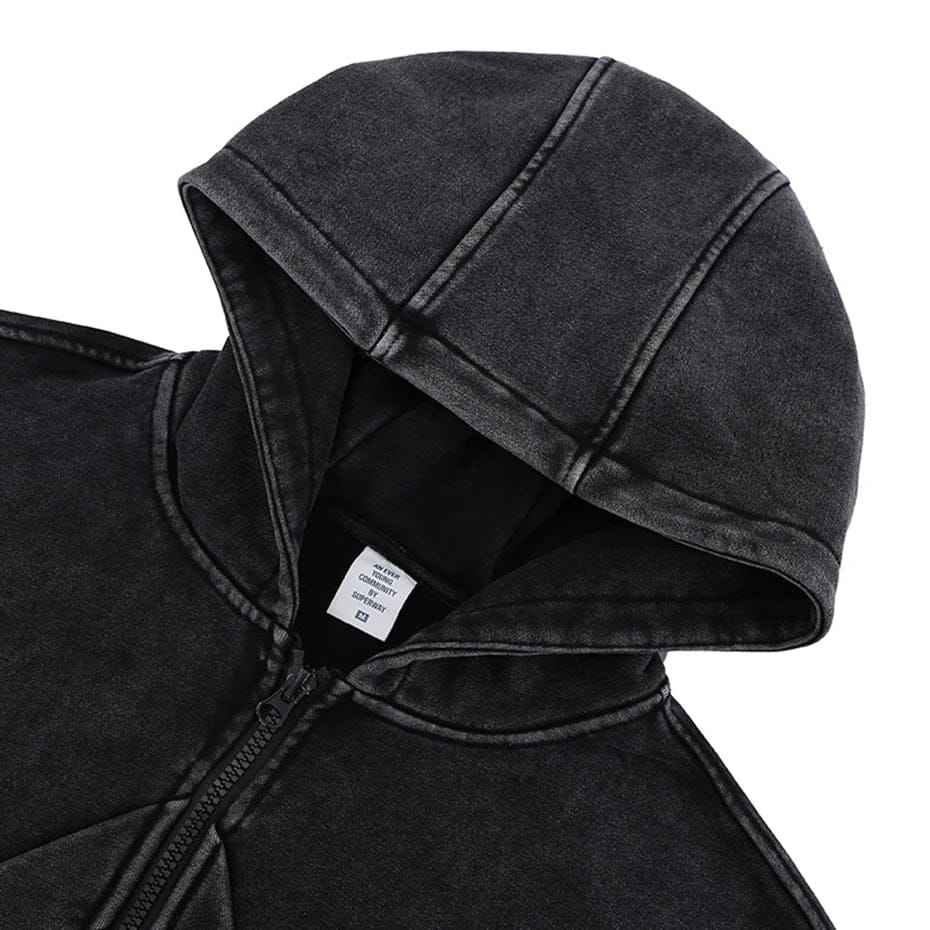 Zip Up Hoodie Black Oversized
