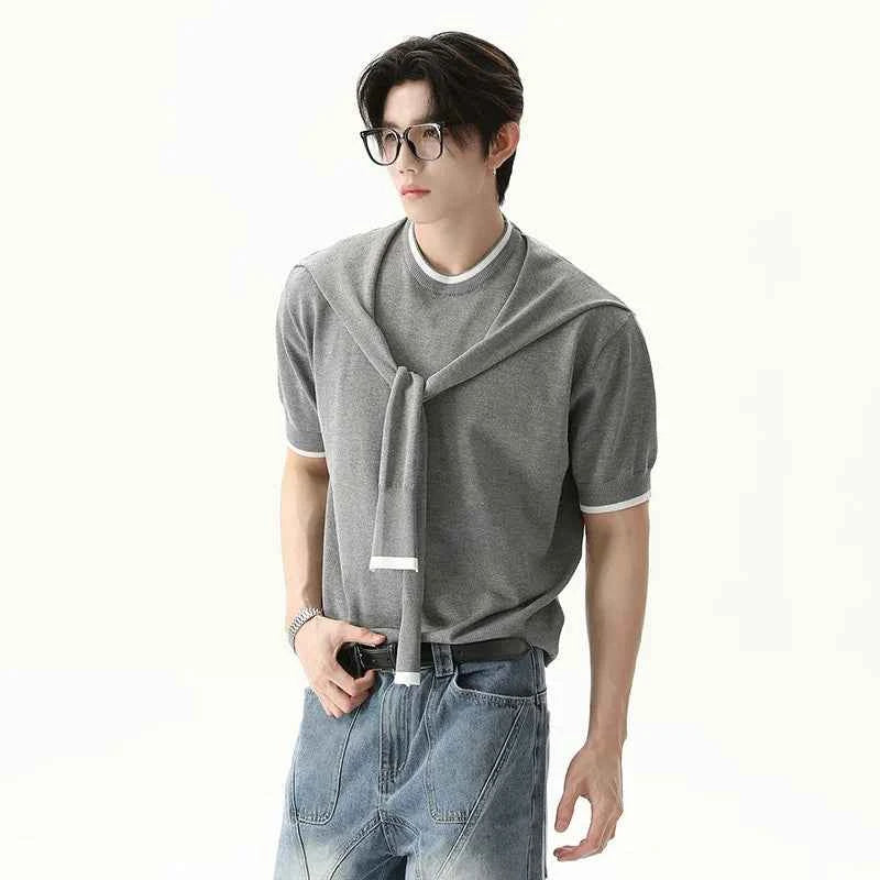 Flexible Solid Color Round Neck Casual T-Shirt