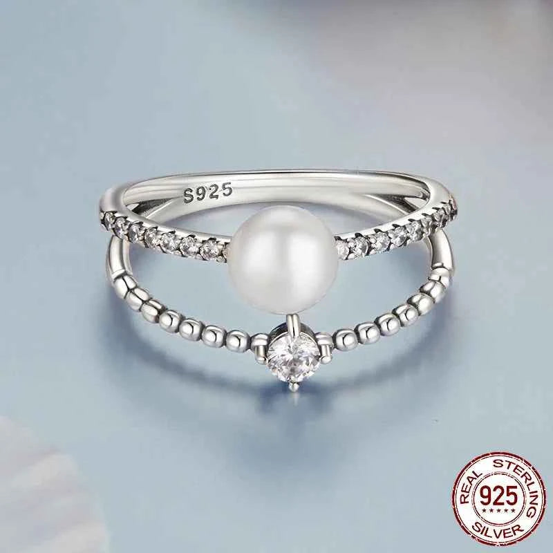 Elegant Genuine Freshwater Pearl Sterling Silver Ring