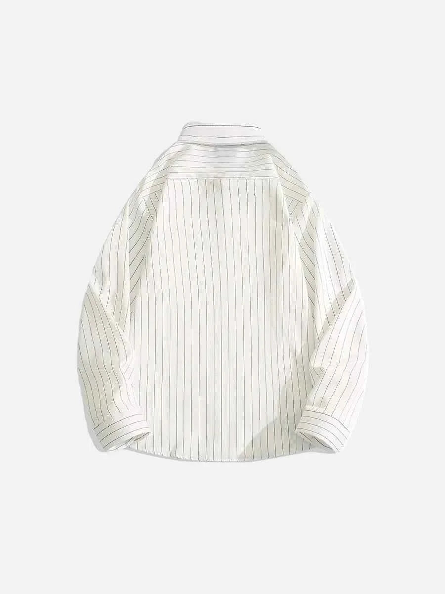 Stylish Korean Style Striped Lapel Long Sleeve Shirt