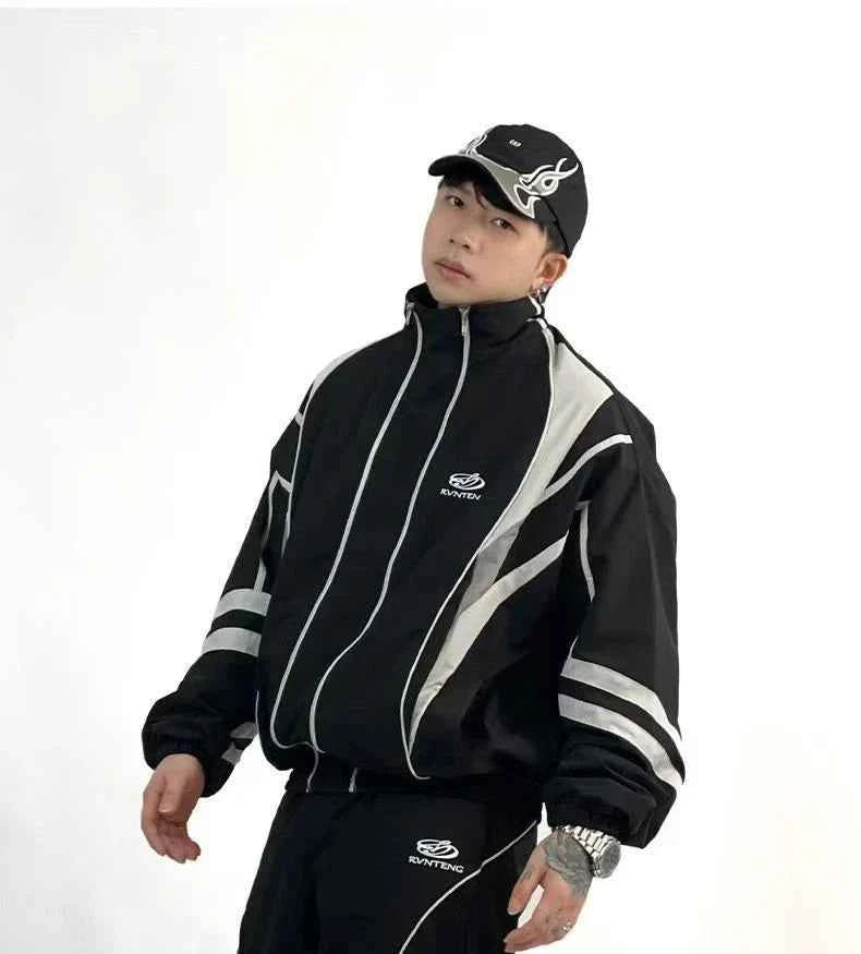 Y2K High-Quality Retro Patchwork Windbreaker Jacket