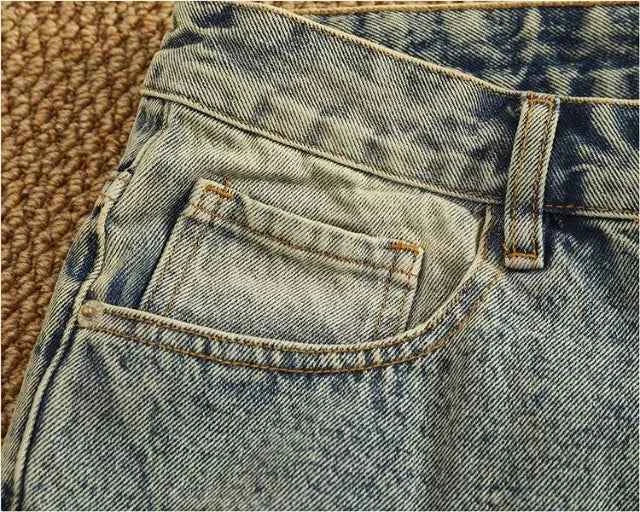 Streetwear Distressed Ripped Denim Cargo Short