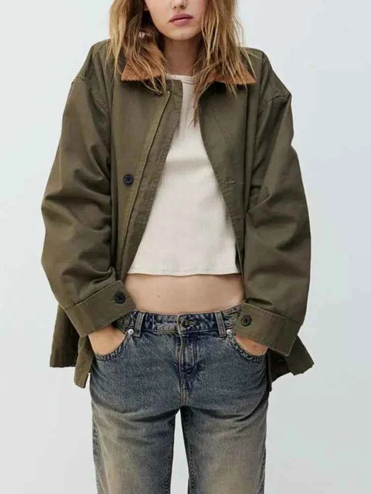 Chic Minimalist Spliced Lapel Jacket
