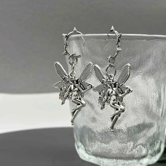 Vintage Fairy Angel Drop Hoop Earring