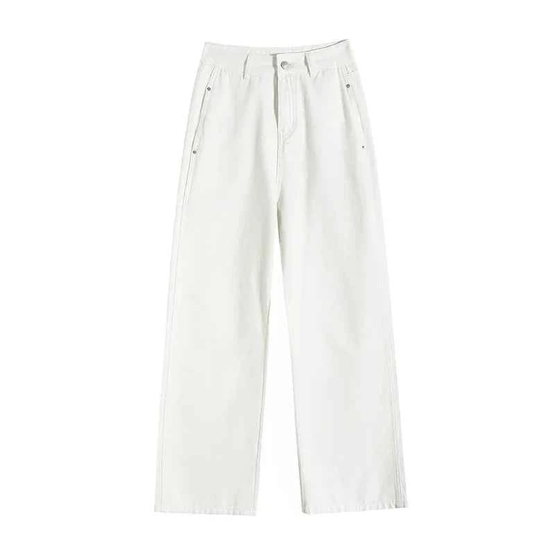 Y2K White Streetwear Wide Leg Jeans