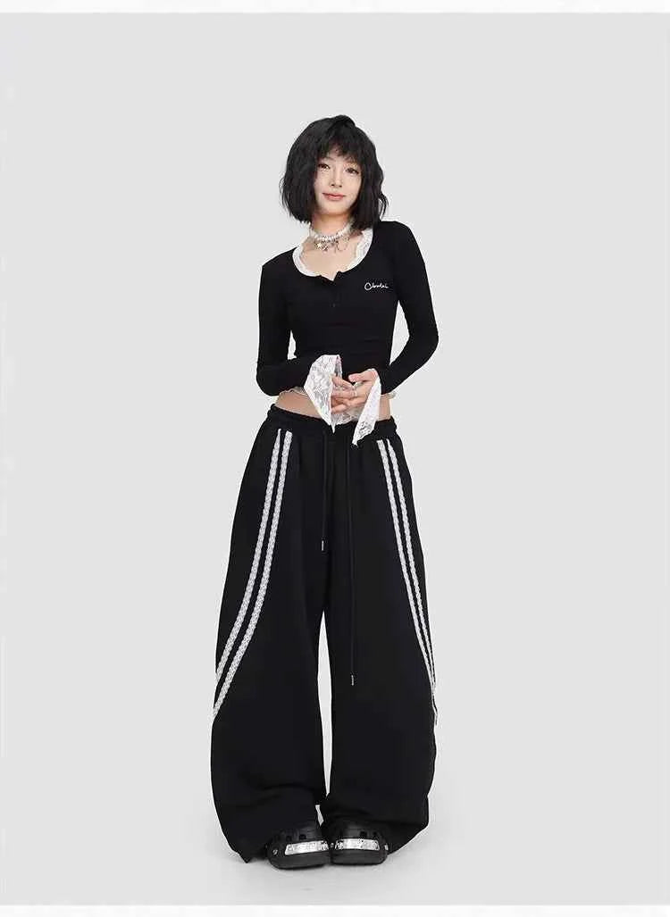 Spicy Black Lace Jazz Leisure Pants