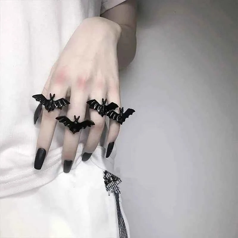 Y2K Gothic Black Bat Halloween Ring