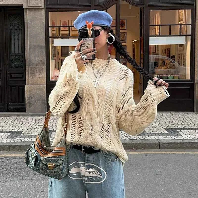Women Luxury Knitted Essential Fringe Sweater