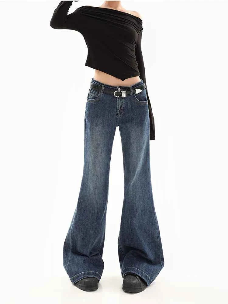 Minimal Look Vintage Slim Flare Denim Jeans