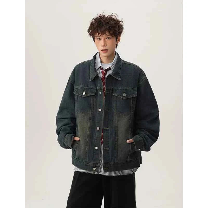 Trendy Blue Free Draping Casual Denim Jacket