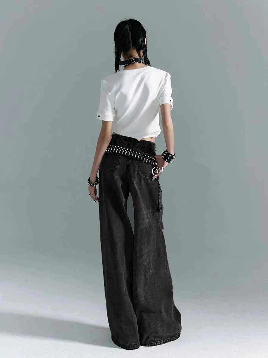 Lightweight Black Vintage Baggy High Waist Jeans