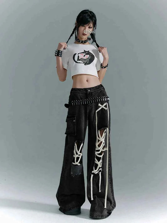 Lightweight Black Vintage Baggy High Waist Jeans