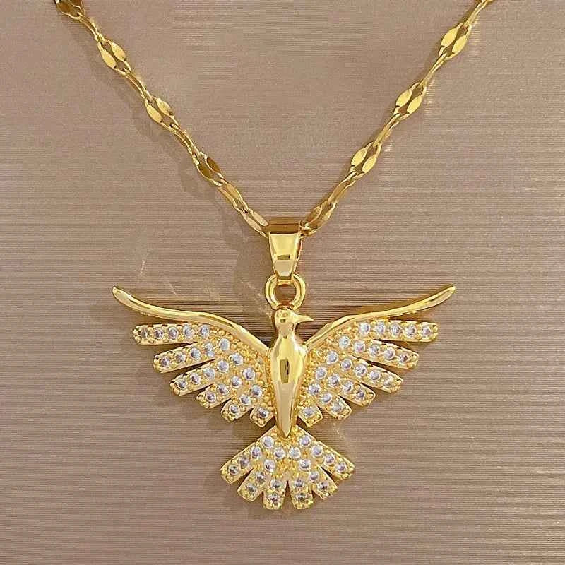 Stainless Steel Phoenix Eagles Pendant Necklace