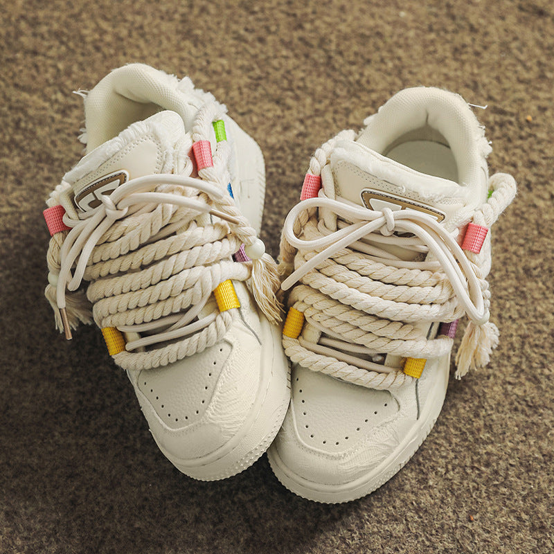 Rope Multicolor Chunky Shoes - Industrial Laced Platform Trainers | LuxuryUrbanwear