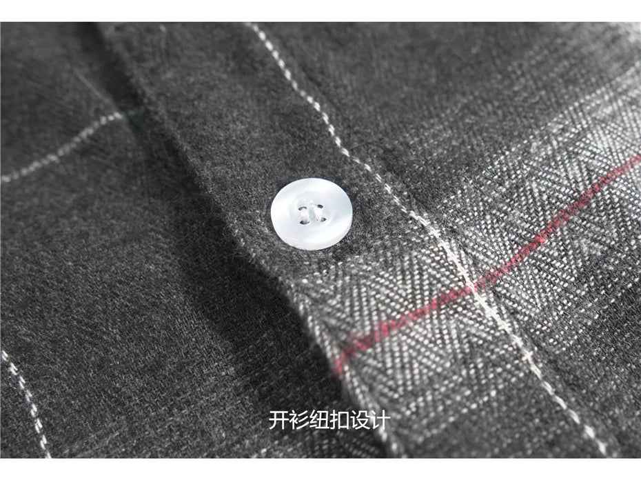 Vintage Gradient Plaid Cargo Hip Shirt
