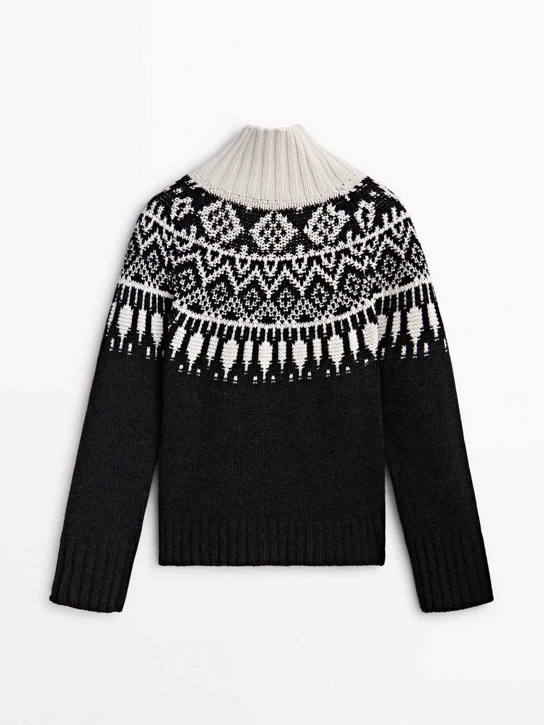 Classic Ethereal Spring Style Jacquard Turtleneck Sweater