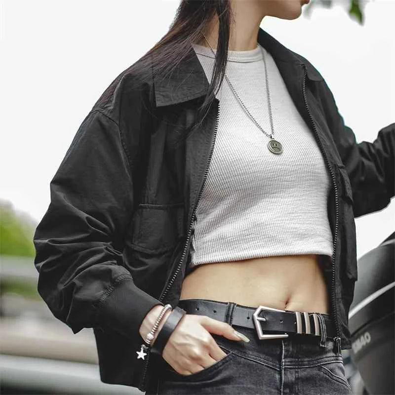 Black Casual Retro Bomber Jacket